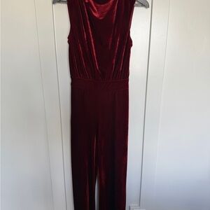 Elegant Burgundy Velvet Jumpsuit
